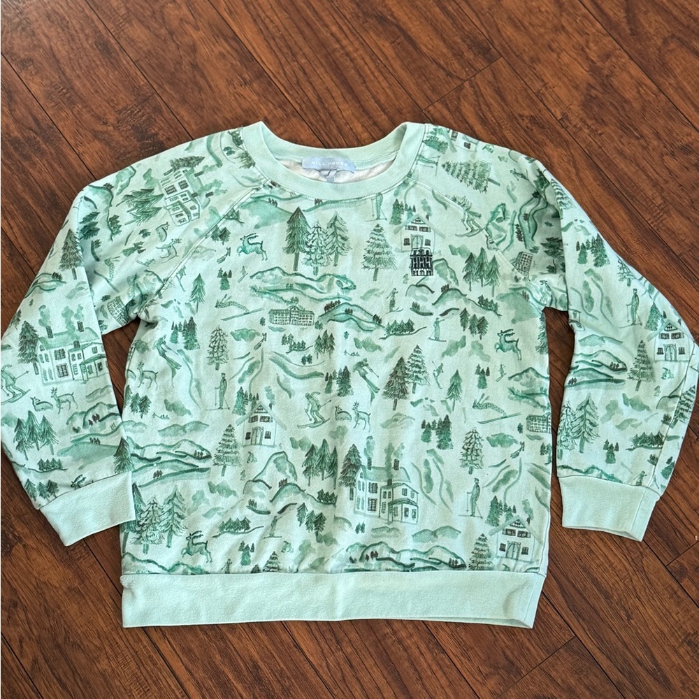Light Green Scenic Print Women's Sweatshirt